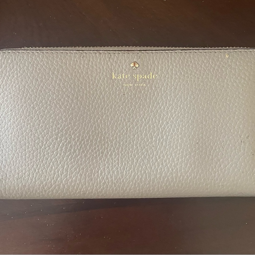 Kate Spade Light Gray Leather Clutch